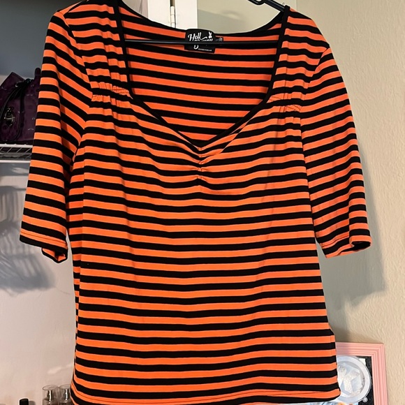 Hell Bunny Tops - Hell Bunny Striped Warlock Top